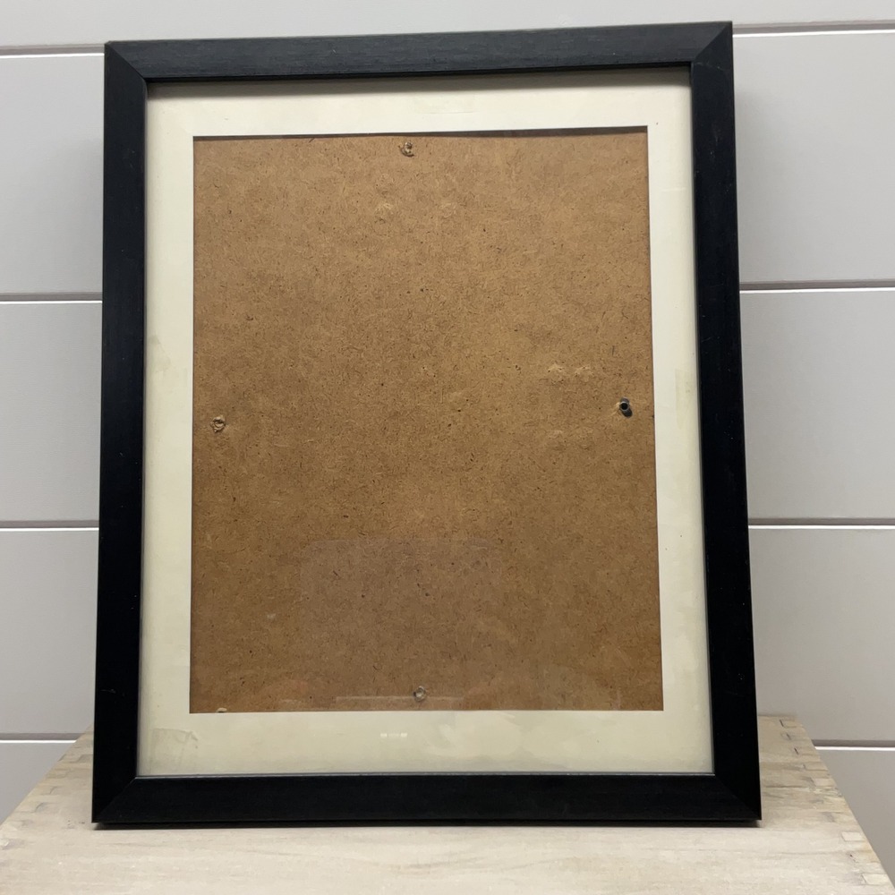 Modern Black Wood Picture Frame with White Mat 10.5x12.5 Tabletop Wall Mount